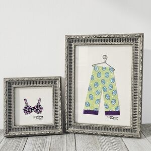 Trousers Capris Pants on A Hanger Bra Bikini Top Framed Picture Wall Art Hanging